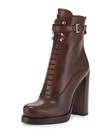 prada leather lace up ankle boots|Prada genuine leather boots.